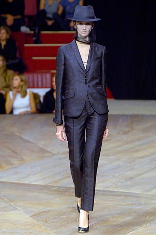 black tailored suit with hat