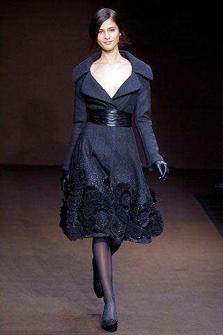 black wool midi dress with coat
