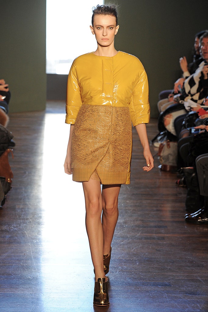 yellow vinyl mini dress