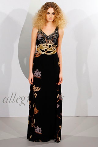 black silk embroidered gown
