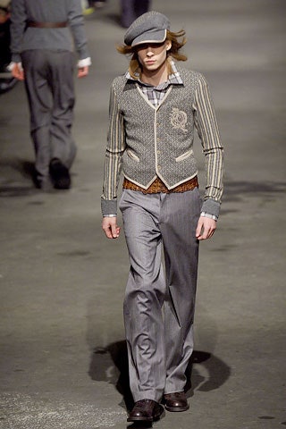 gray wool fitted jacket and relaxed pants