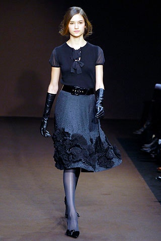 black silk top and lace skirt