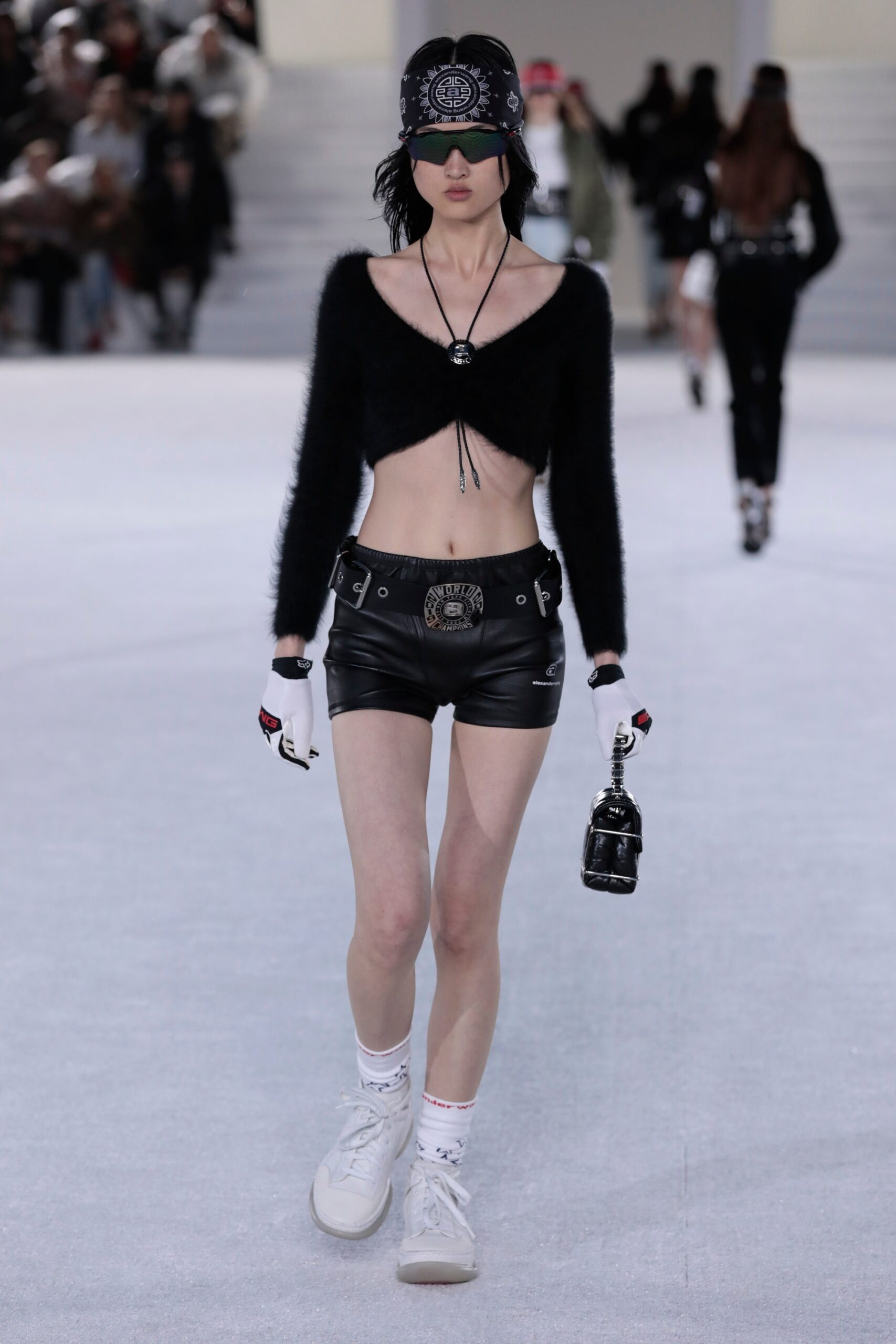 black fitted crop top and shorts