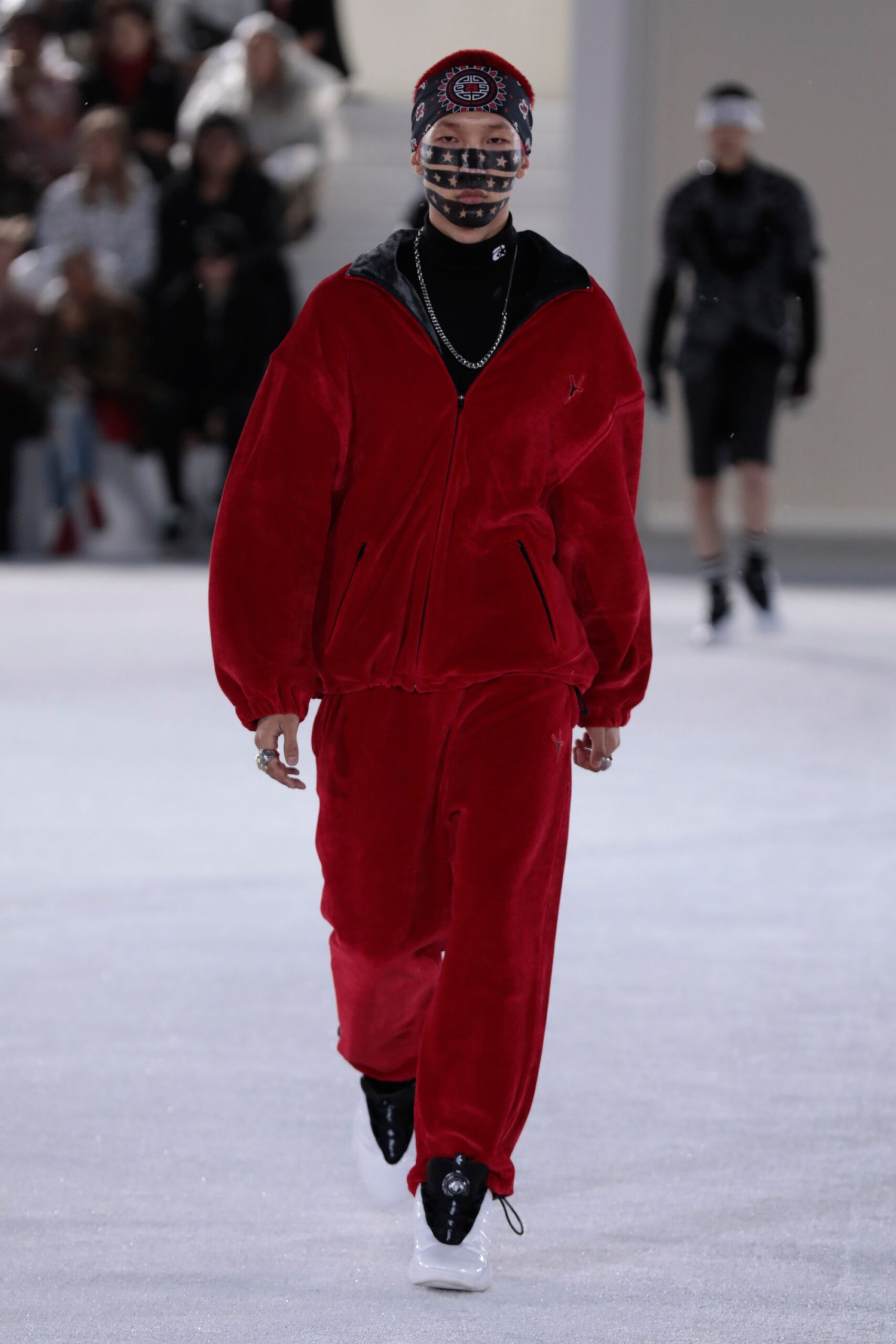 red velvet jacket and pants