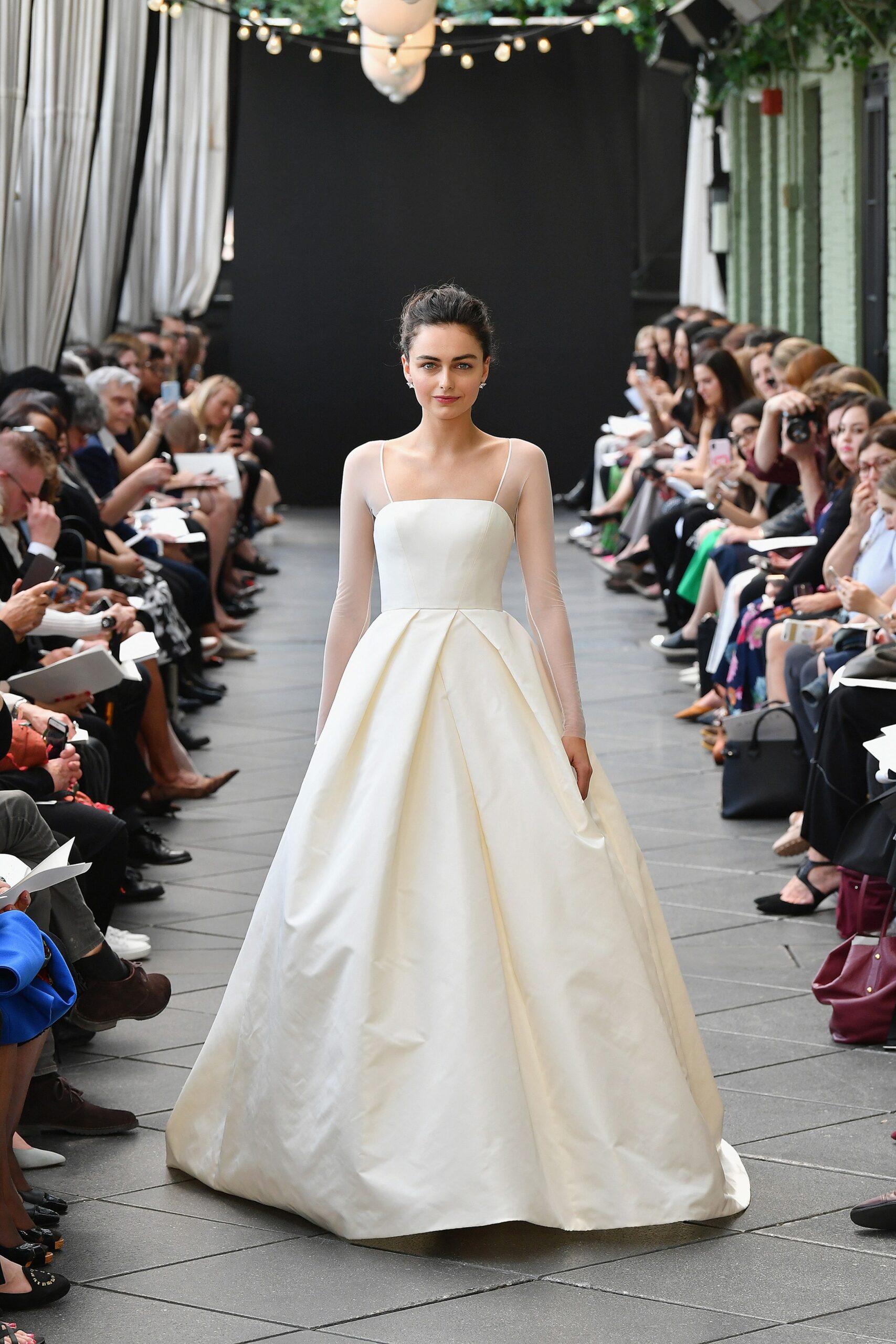 white silk sleeveless gown
