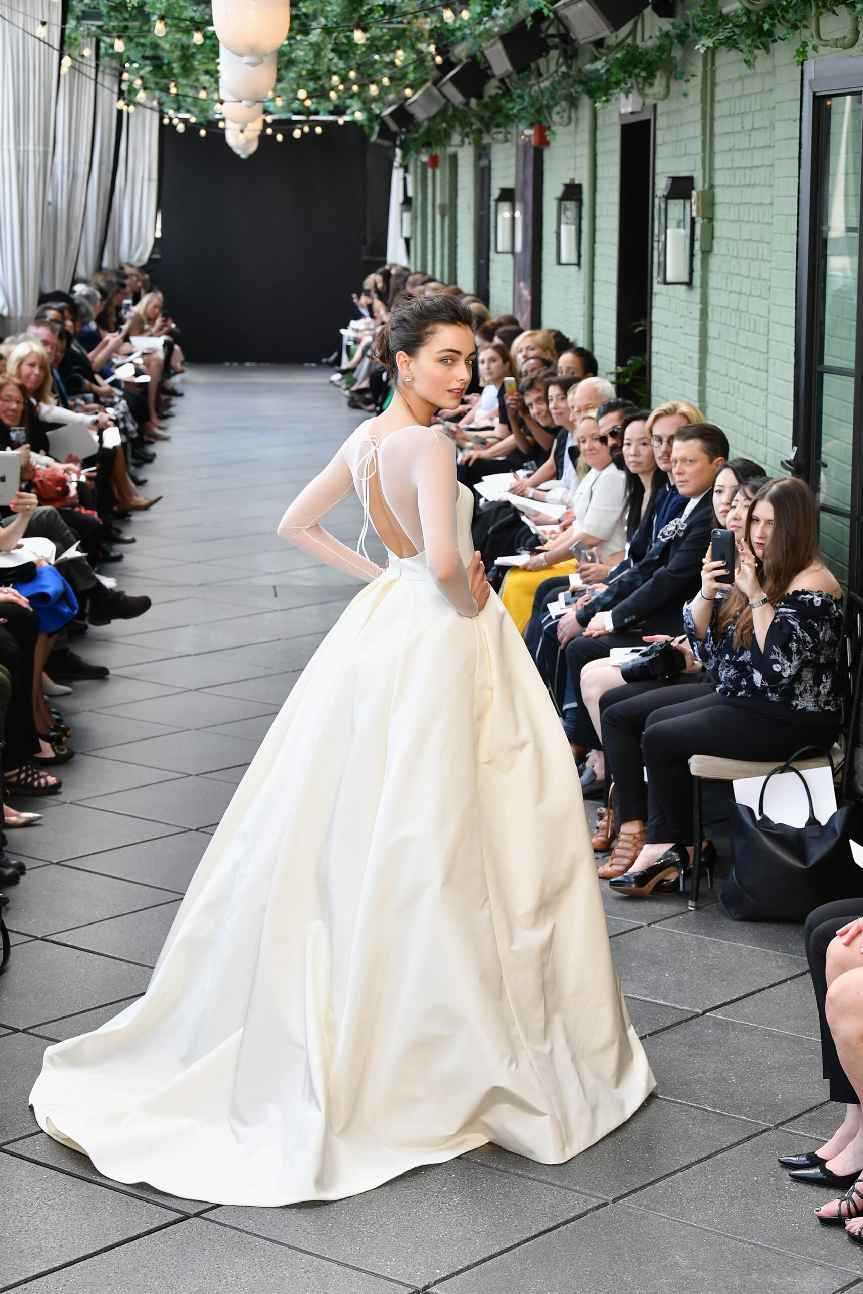 white silk backless gown