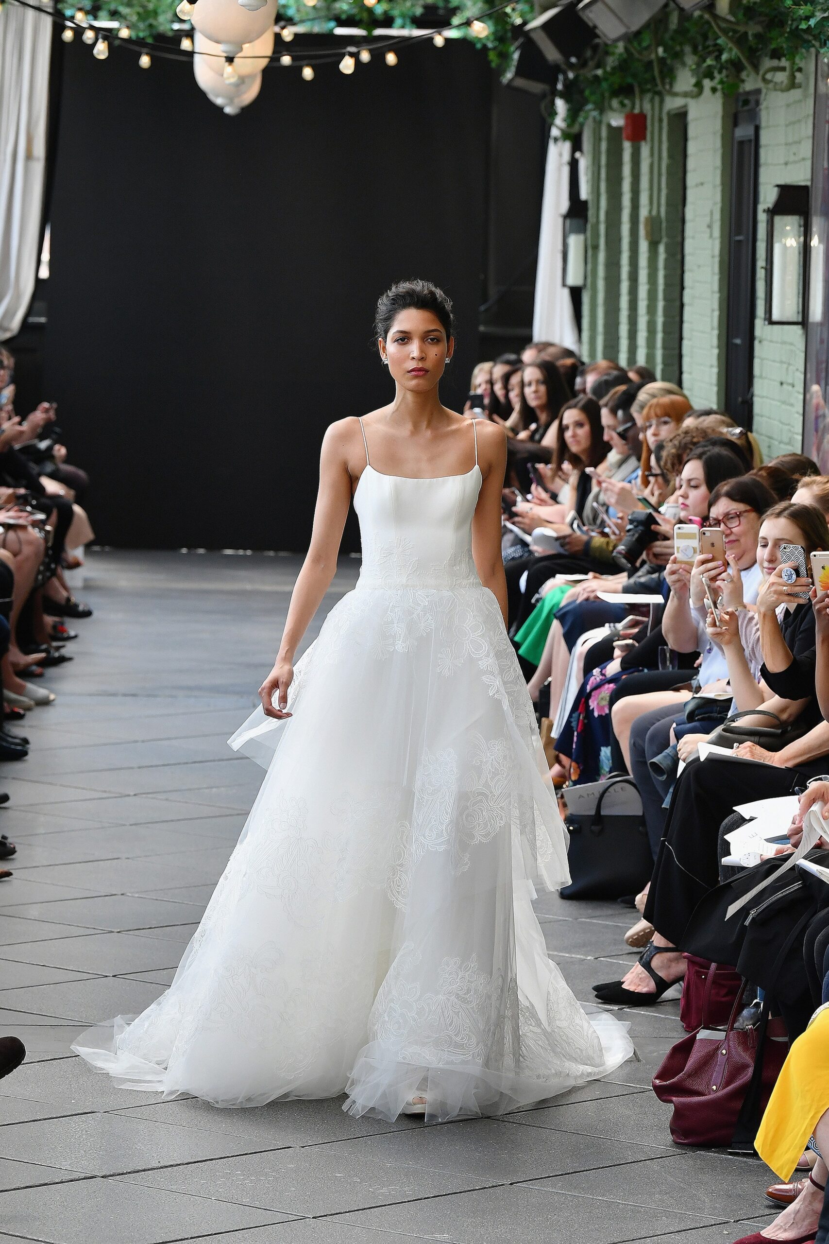 white silk sleeveless gown