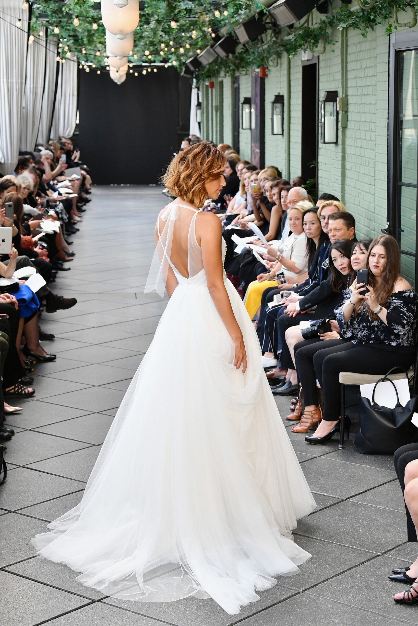 white flowing tulle gown