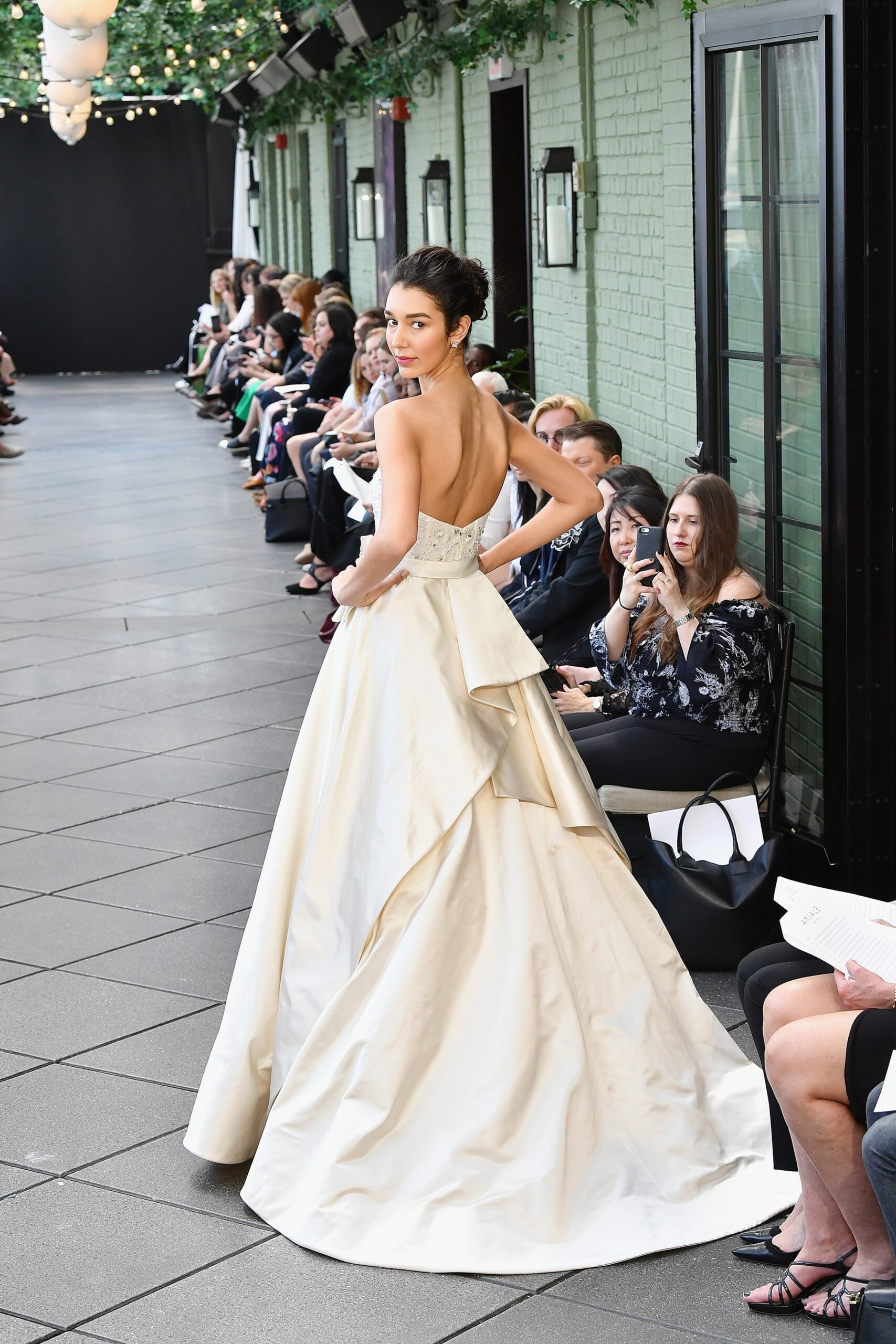ivory silk backless gown