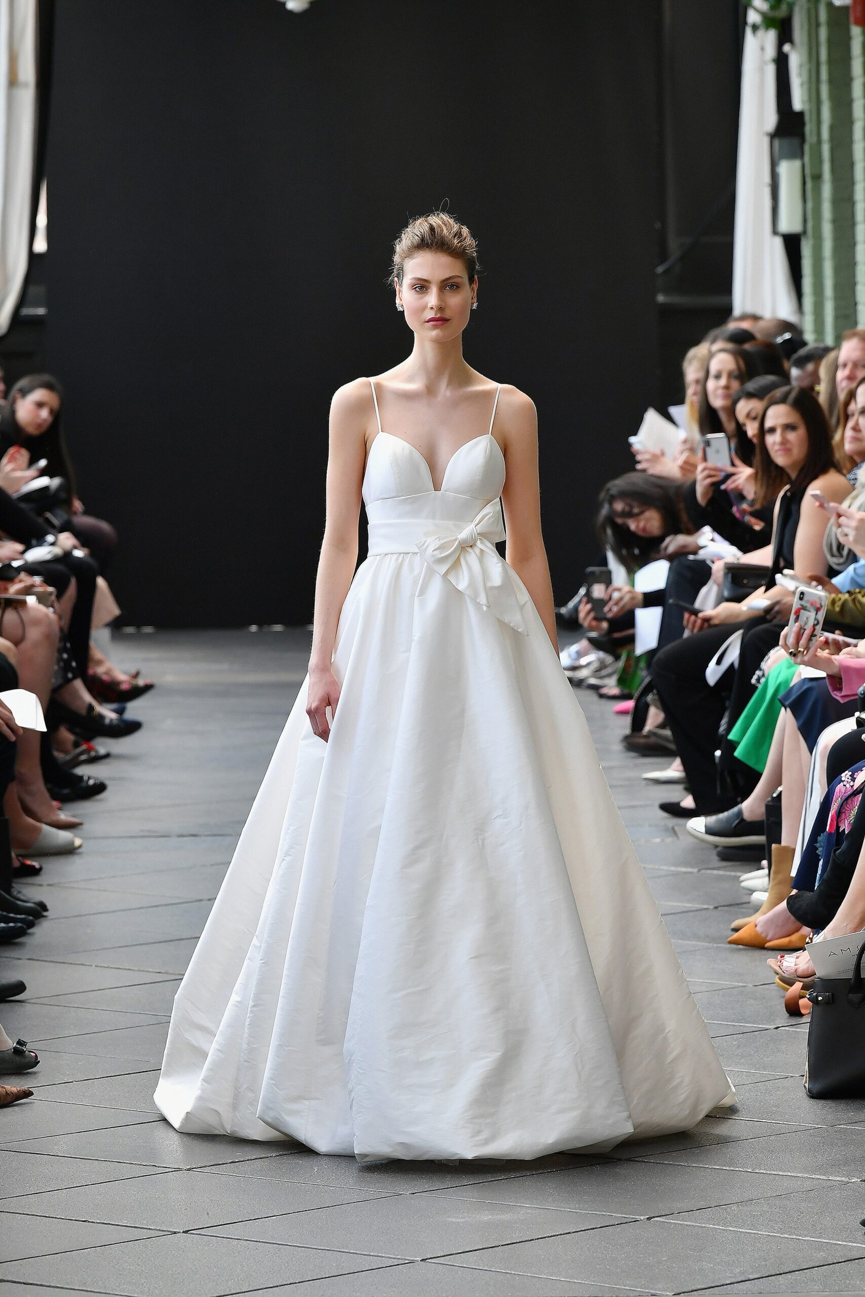 white silk sleeveless gown