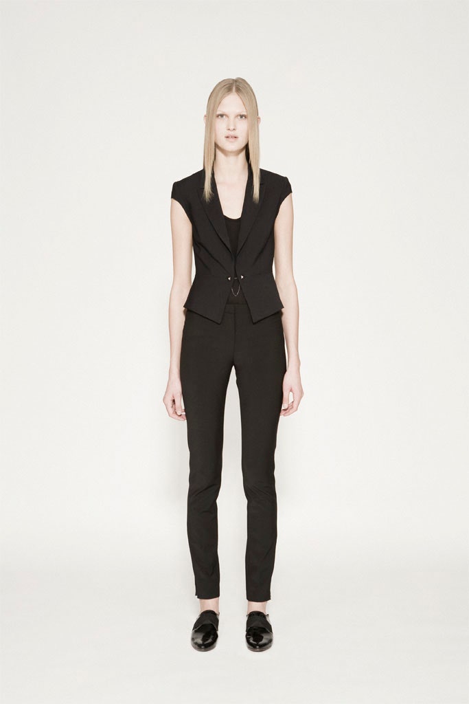 black fitted blazer and pants