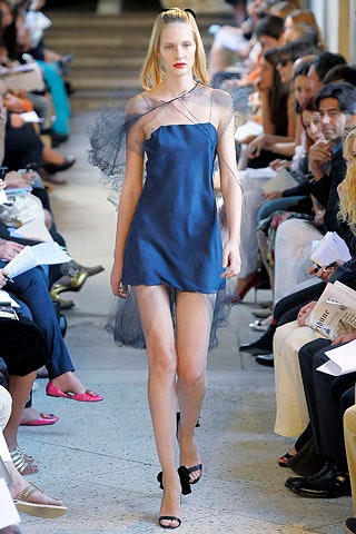 blue silk mini dress