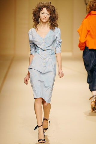 fitted blue cotton dress