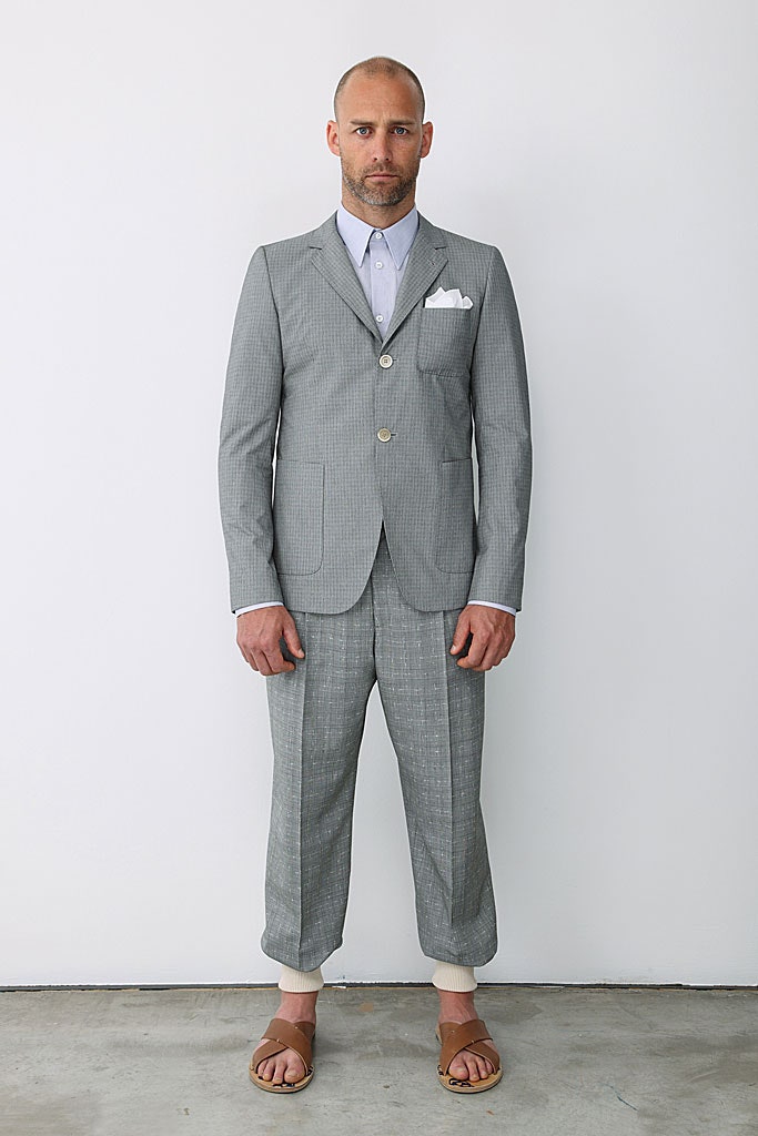 gray cotton tailored pencil pants