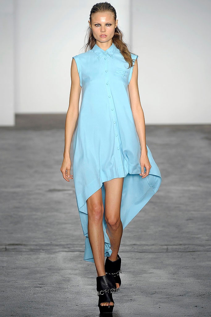 blue cotton sleeveless dress