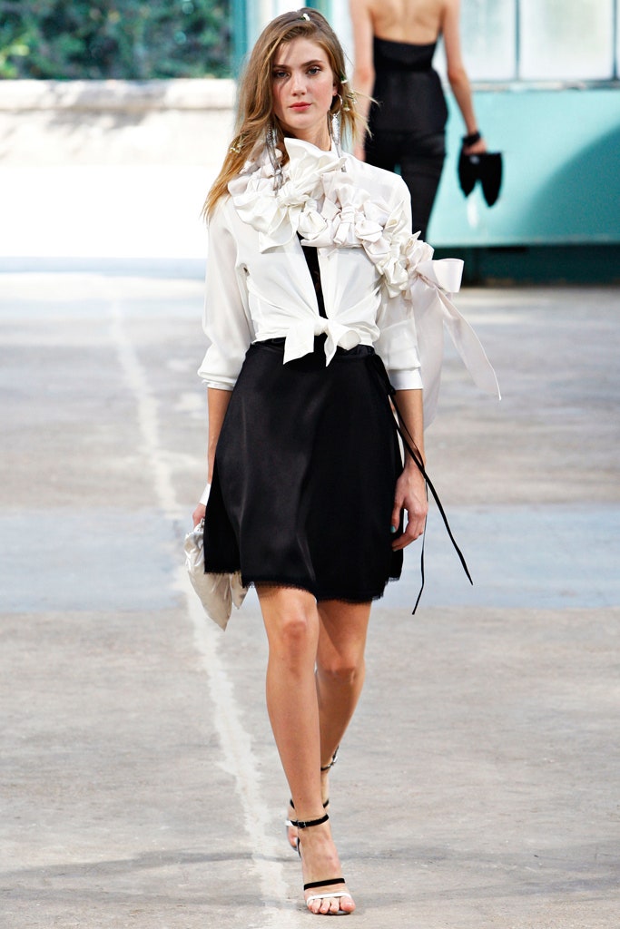 black and white ruffled mini dress