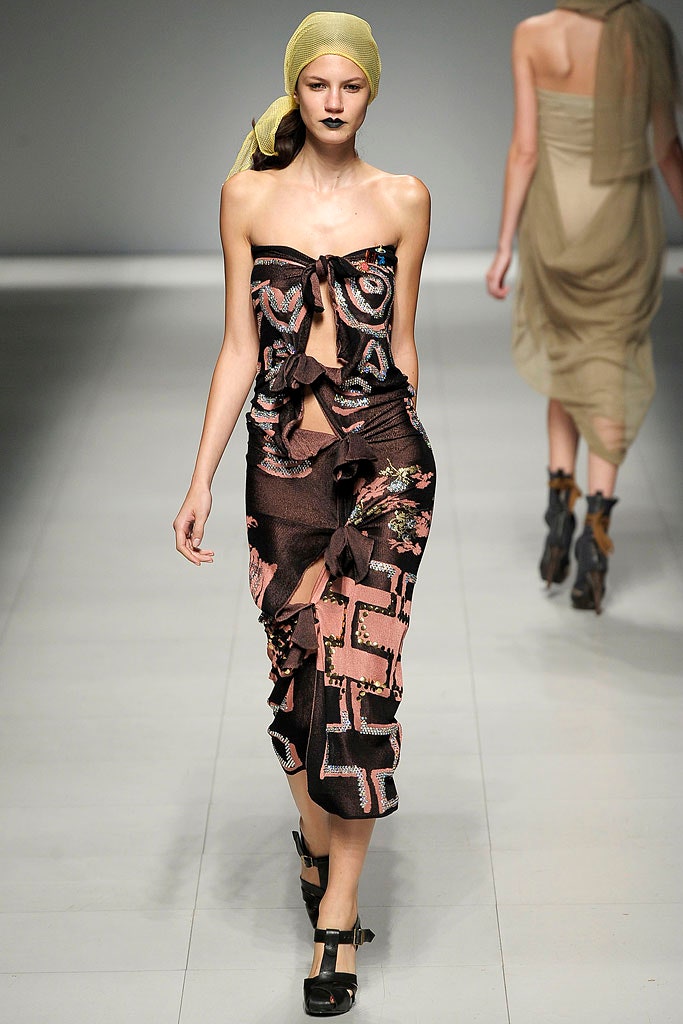 black pink brown ruffled midi dress