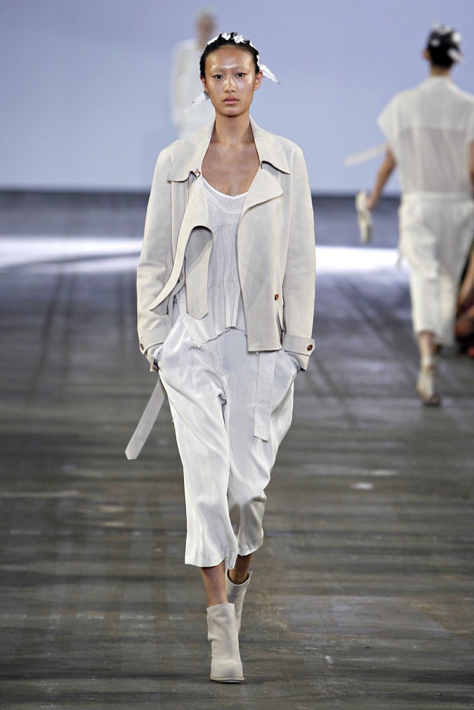 white relaxed jacket and pants