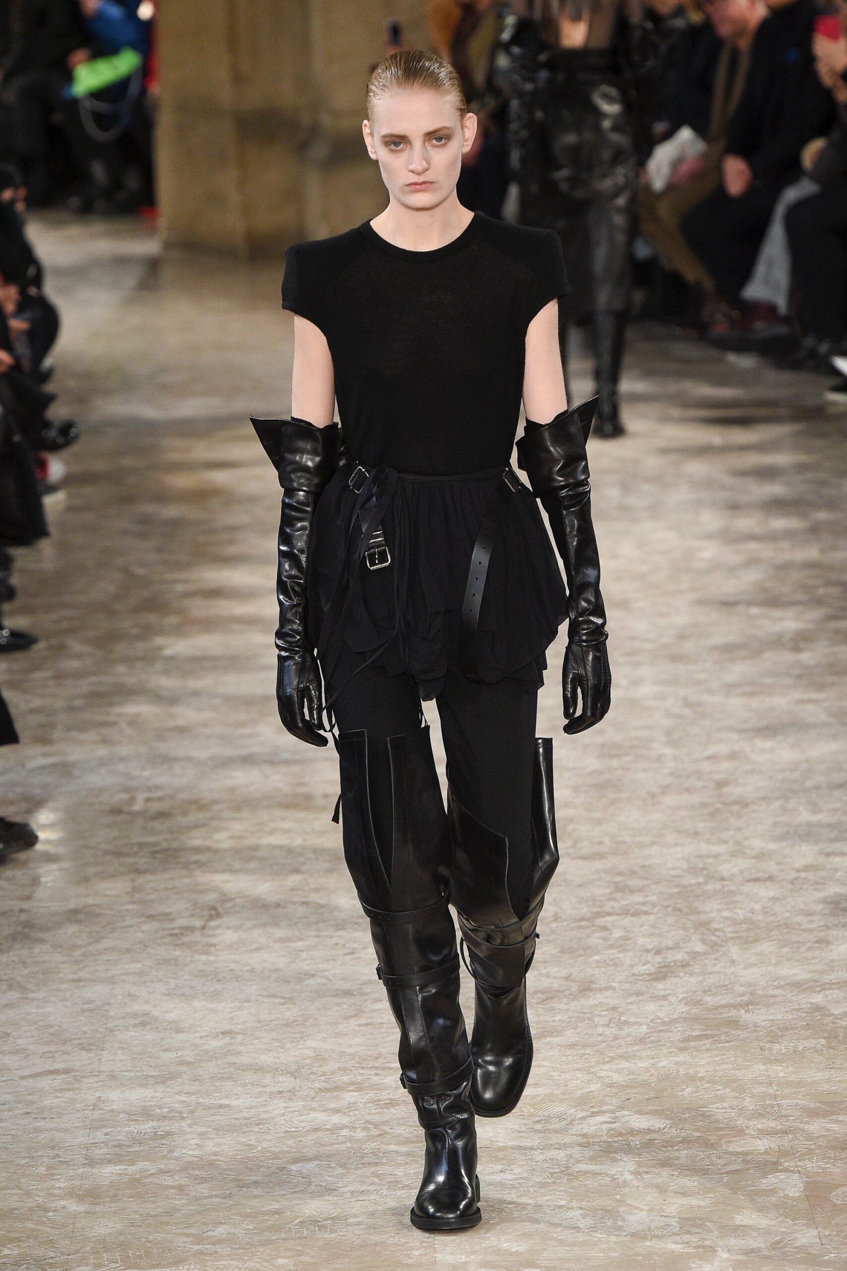 black fitted top and pants
