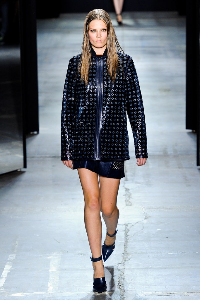 black leather long-sleeve collared relaxed zippered embellished jacket