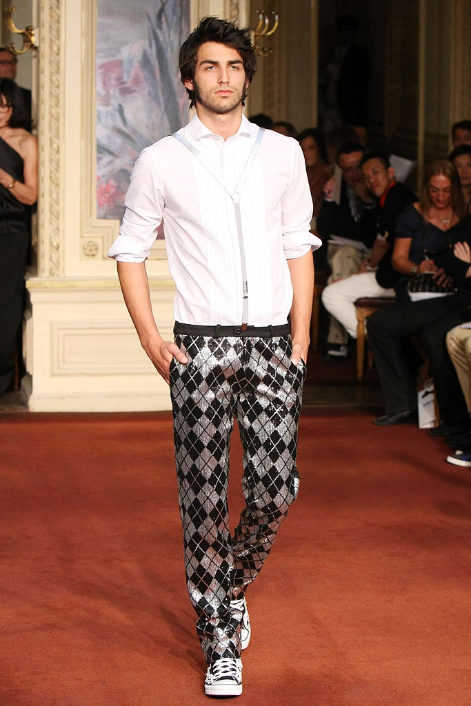 fitted white shirt with checkered pants