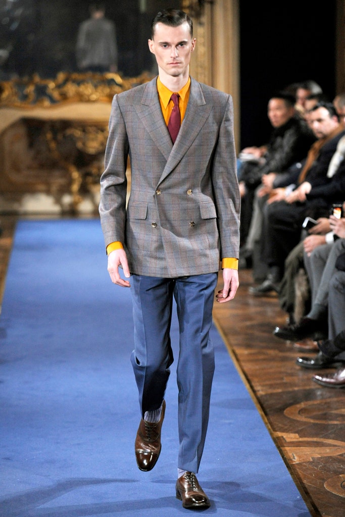 gray checked tailored suit