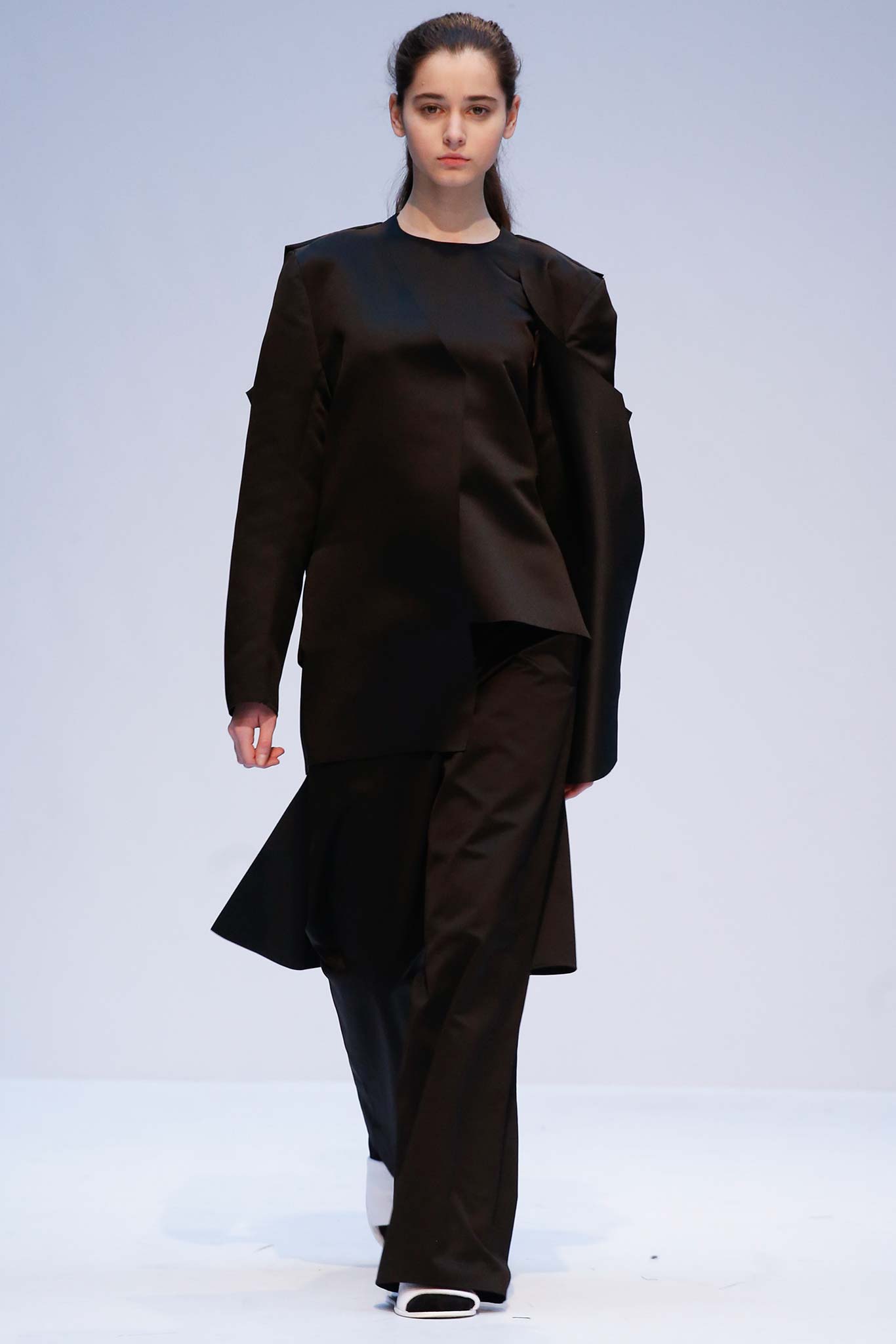black fitted top and pants