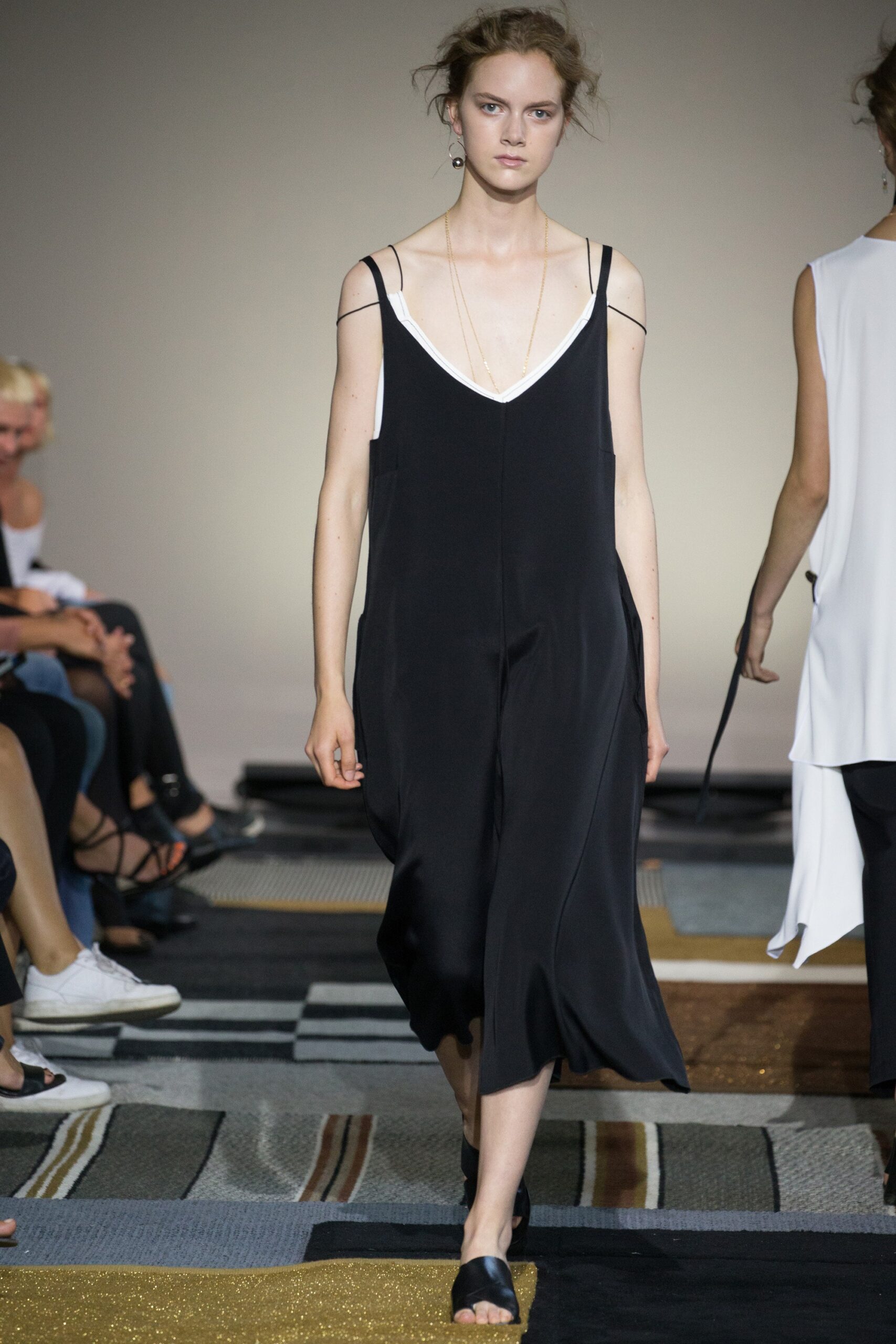 black silk sleeveless dress