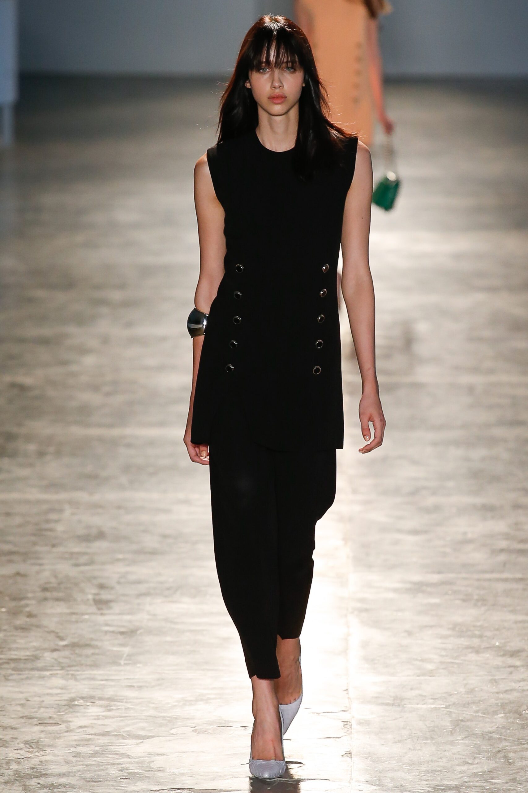 black fitted sleeveless jumpsuit