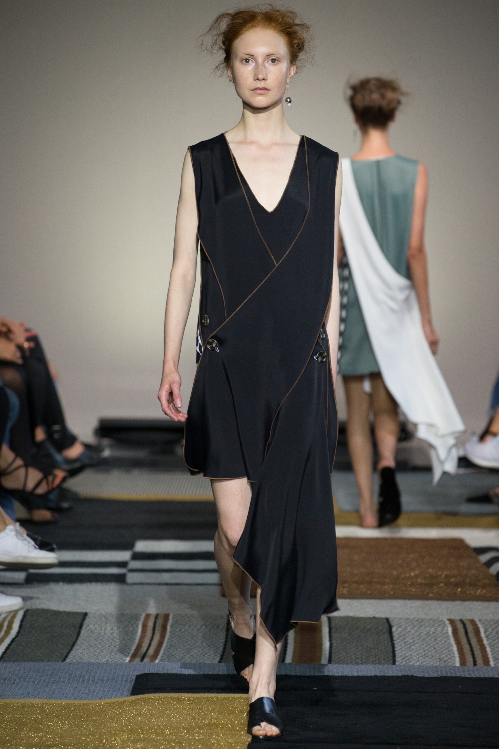 black silk sleeveless dress