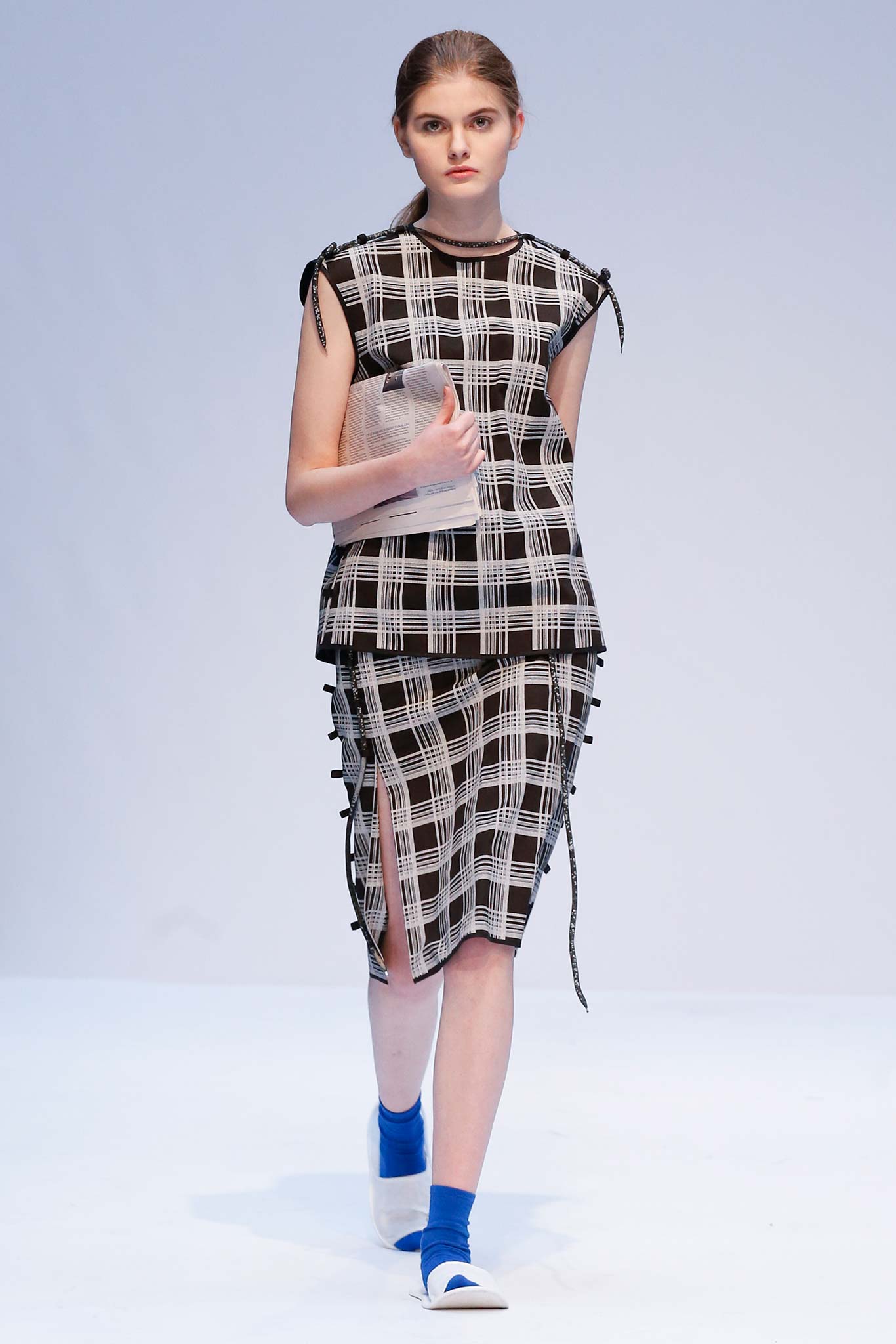 black and white checked outfit