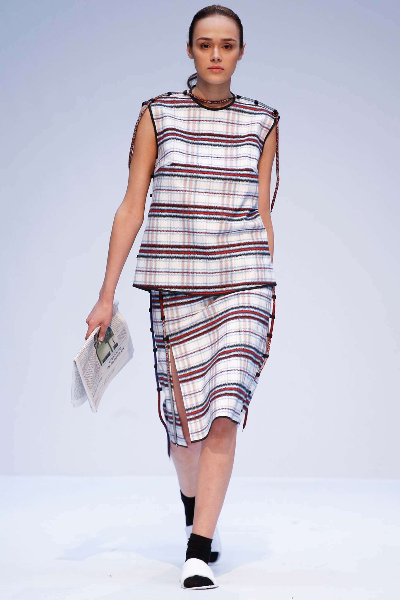 checked top and skirt outfit