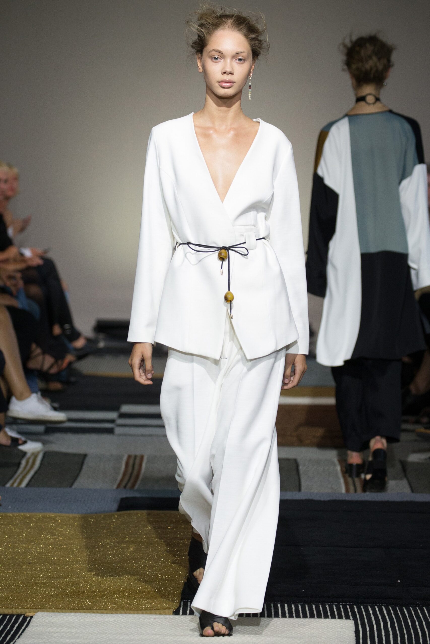 white relaxed blazer and pants