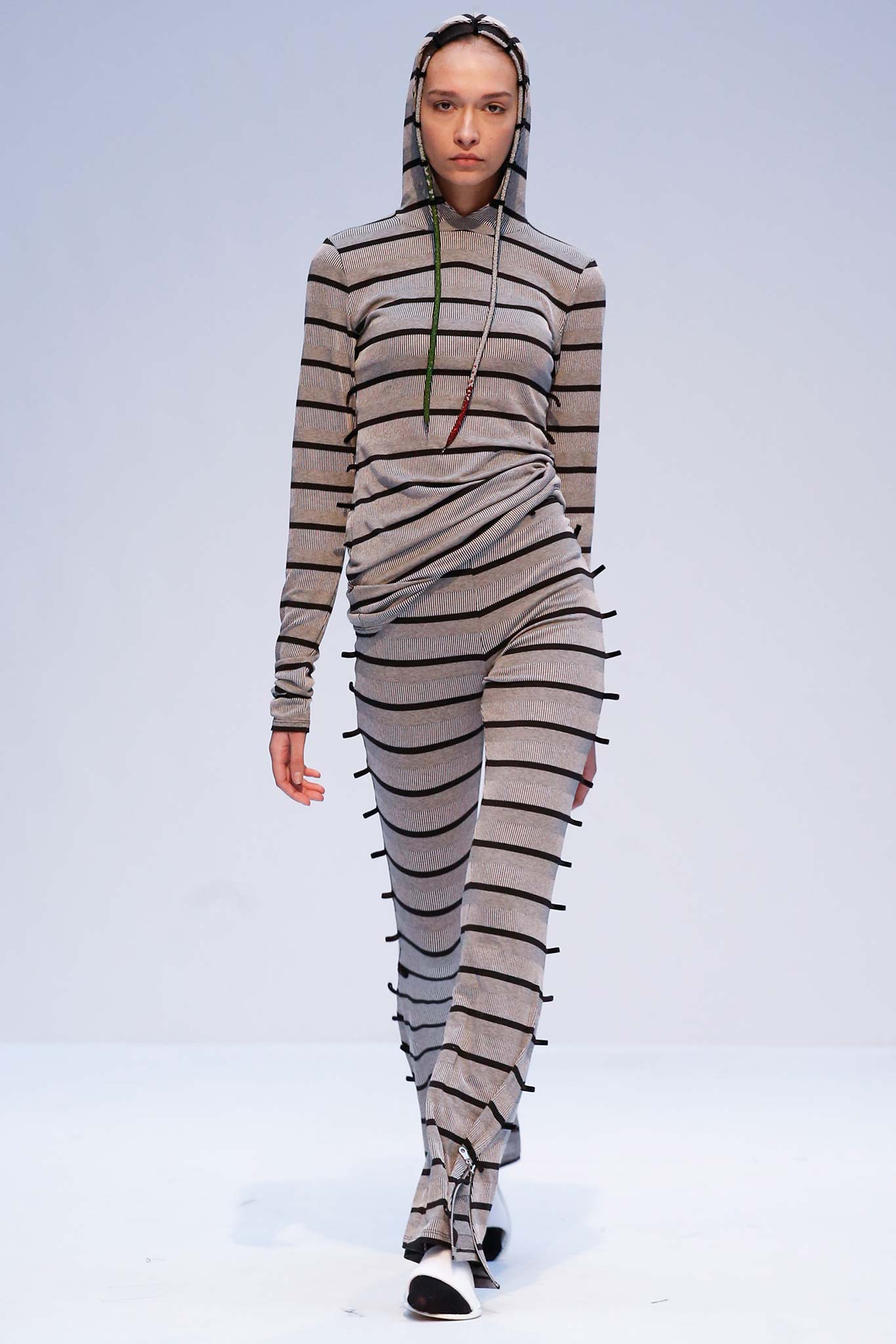 striped gray fitted hoodie and pants