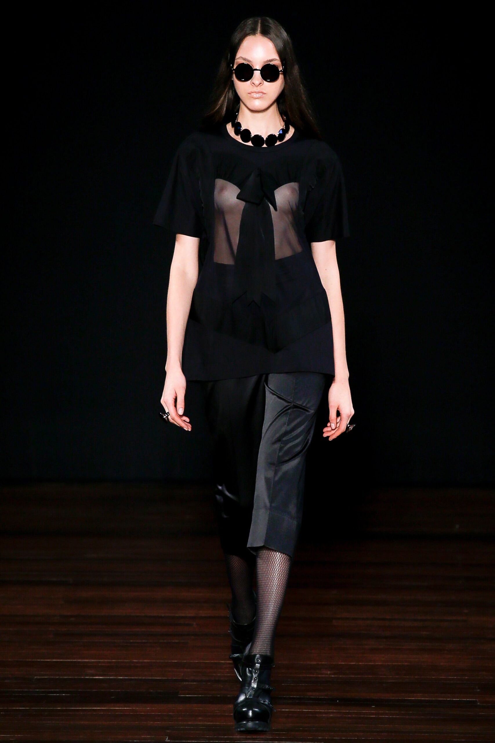 black sheer top and pants