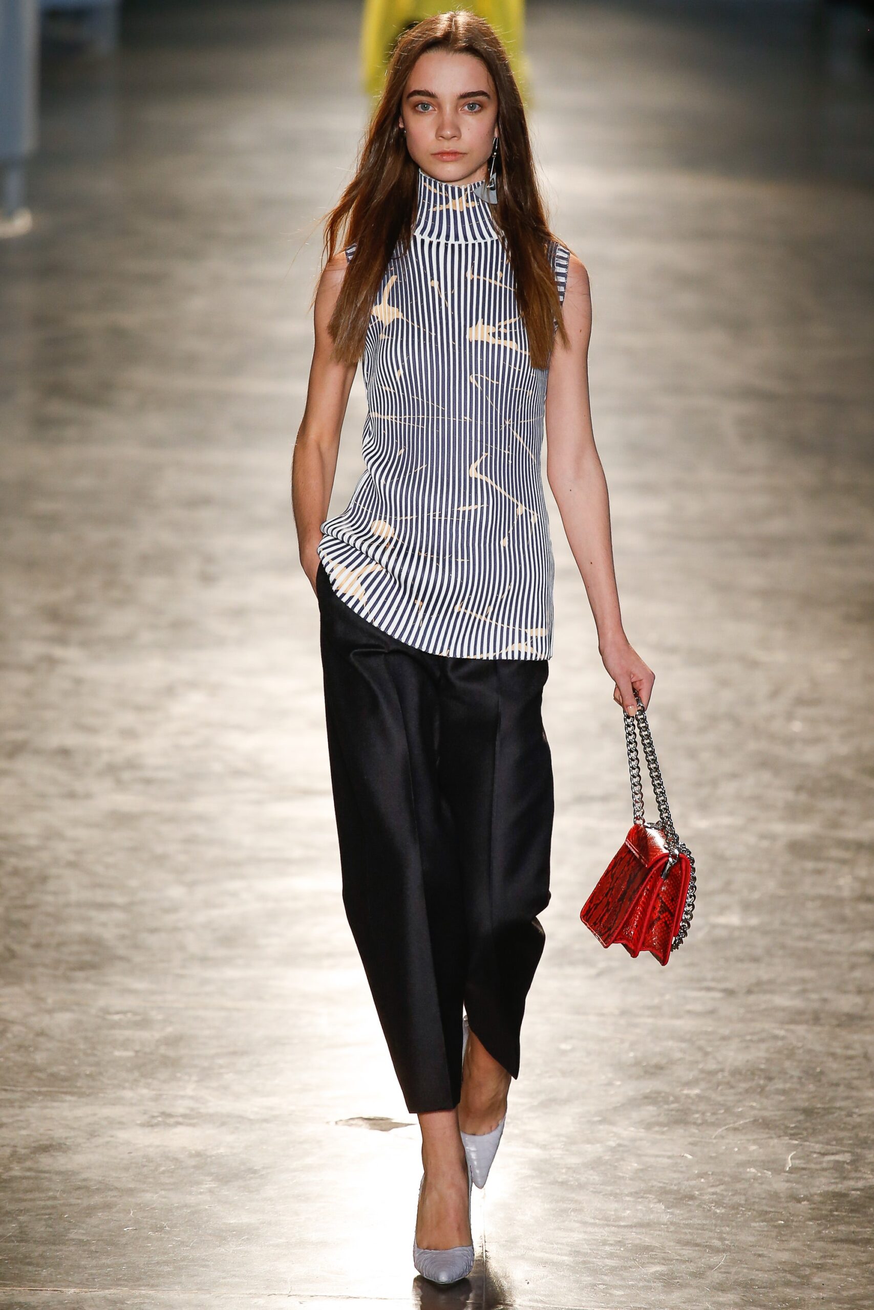 fitted striped sleeveless top with relaxed pants