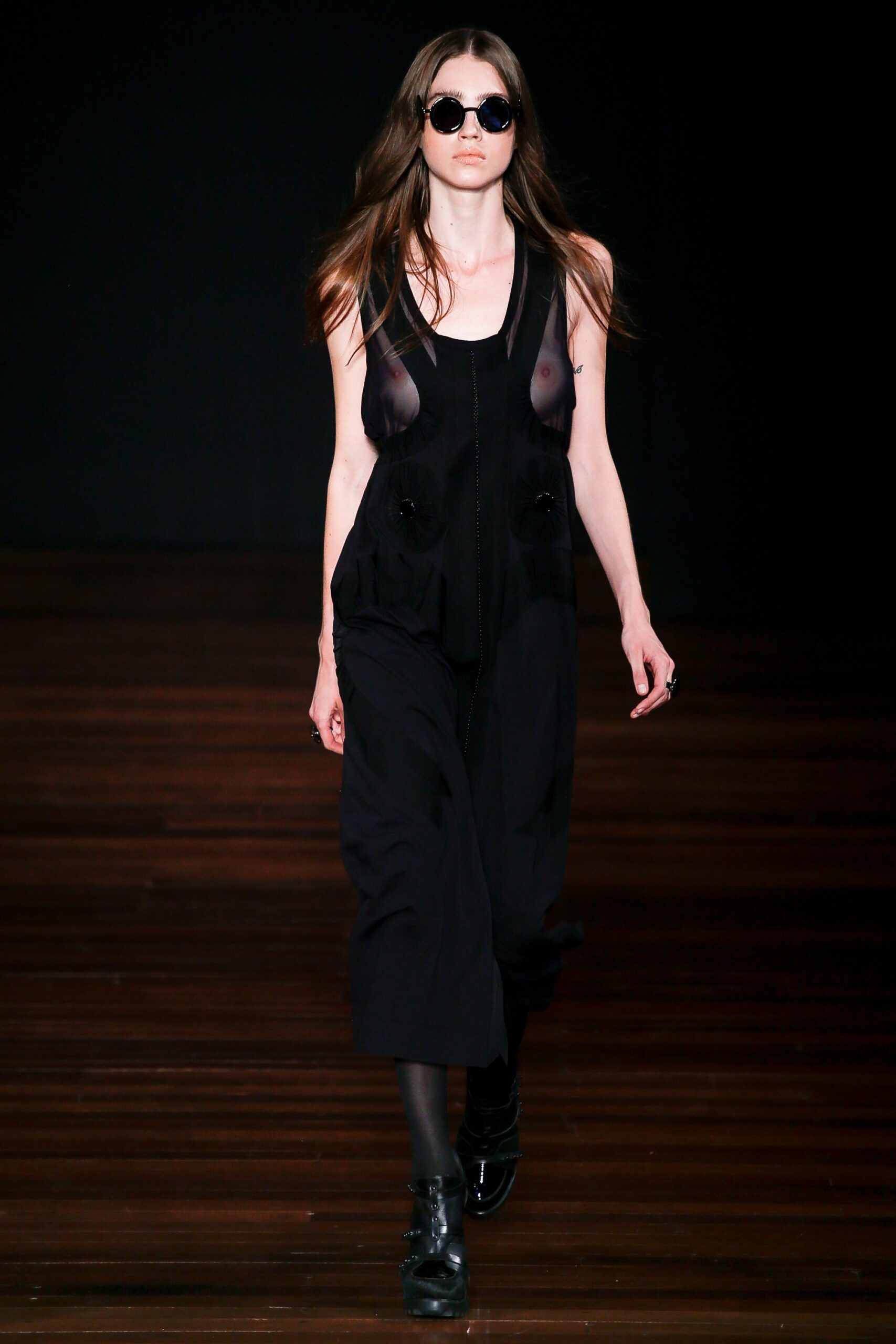 black silk sleeveless jumpsuit