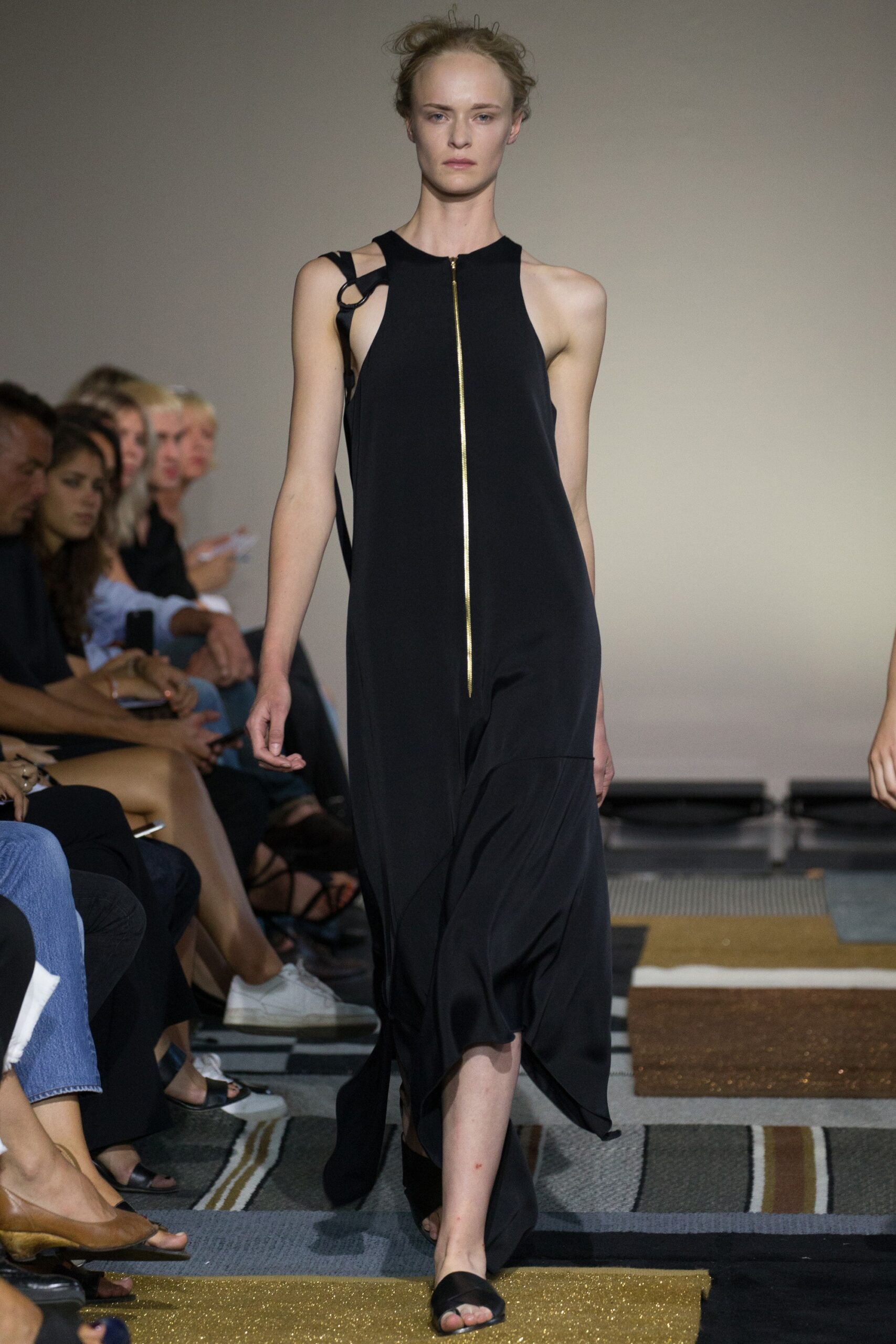 black silk sleeveless dress