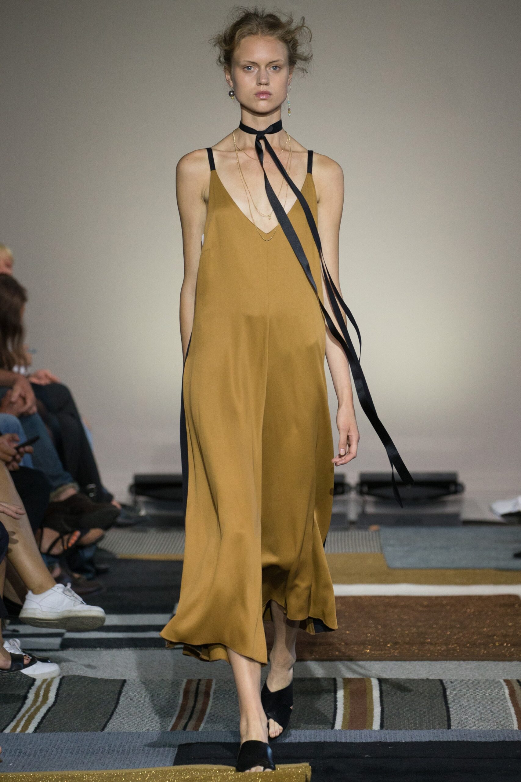 brown silk sleeveless dress