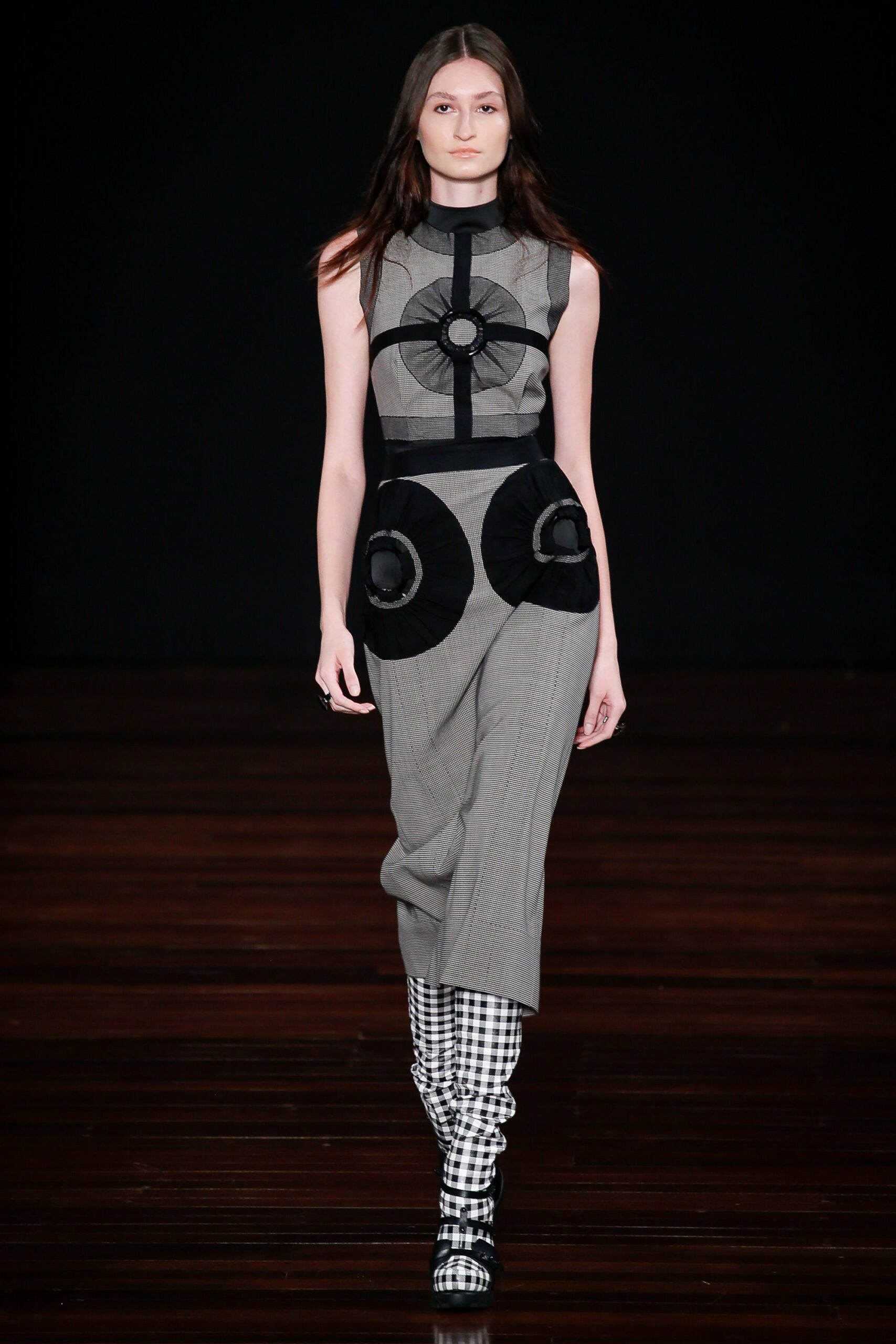 fitted black gray midi dress