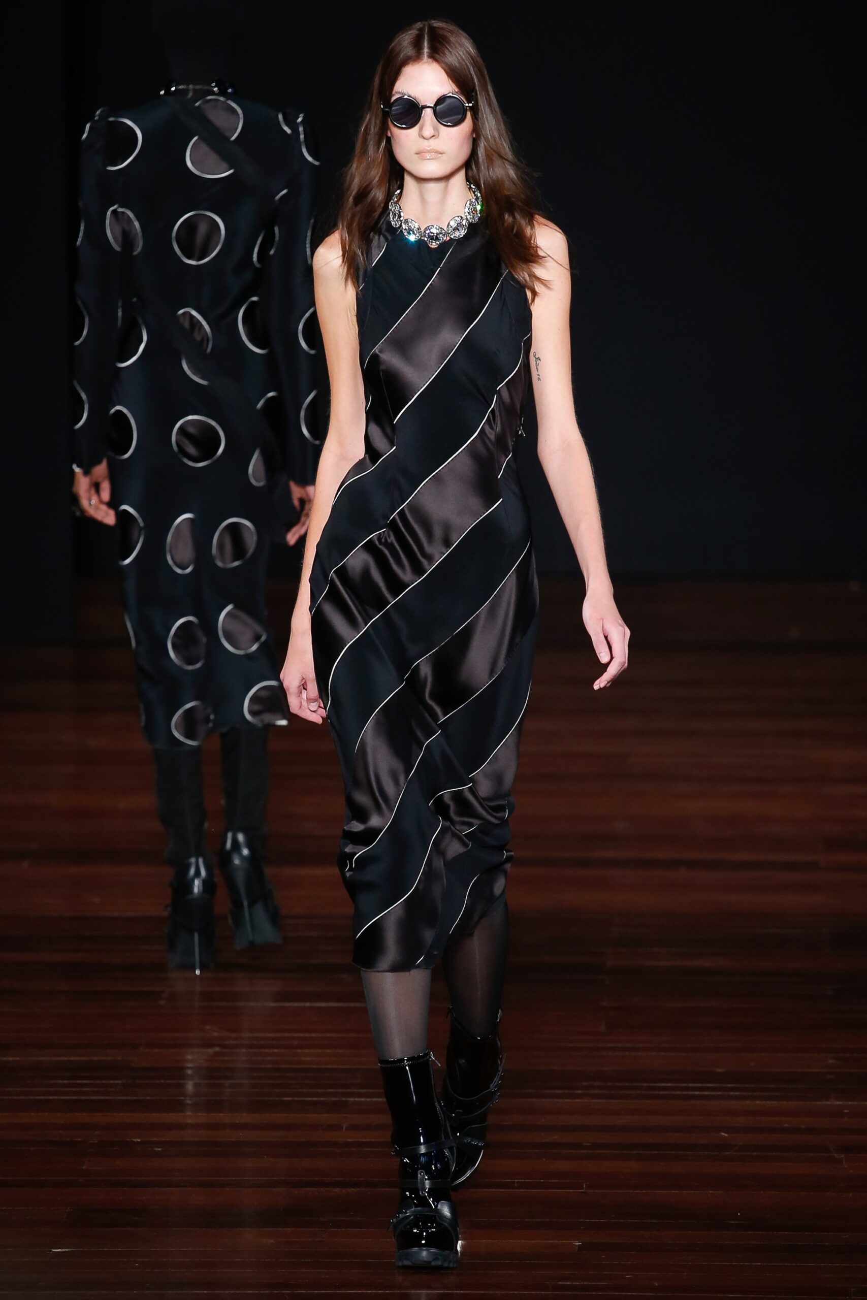 black silk sleeveless dress