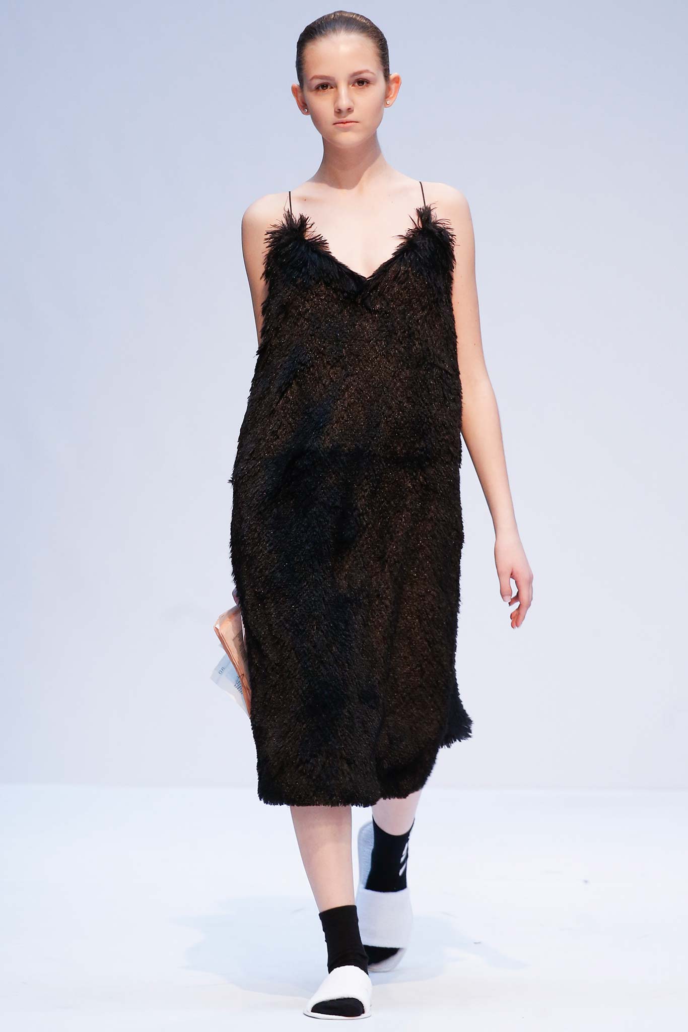 black fur sleeveless dress