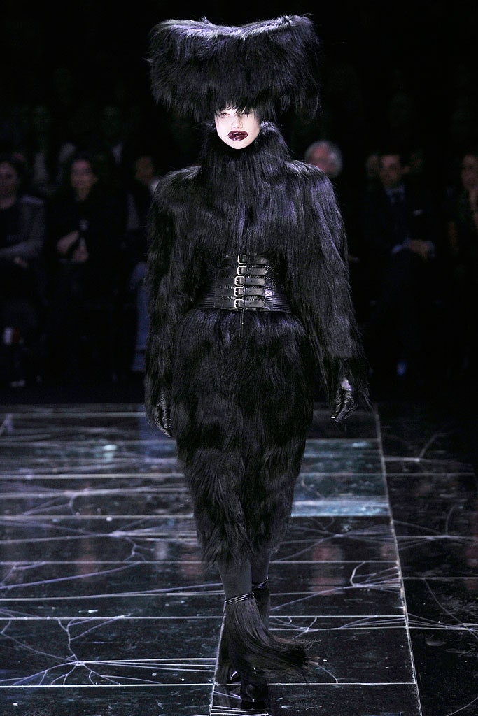 black fur fitted coat