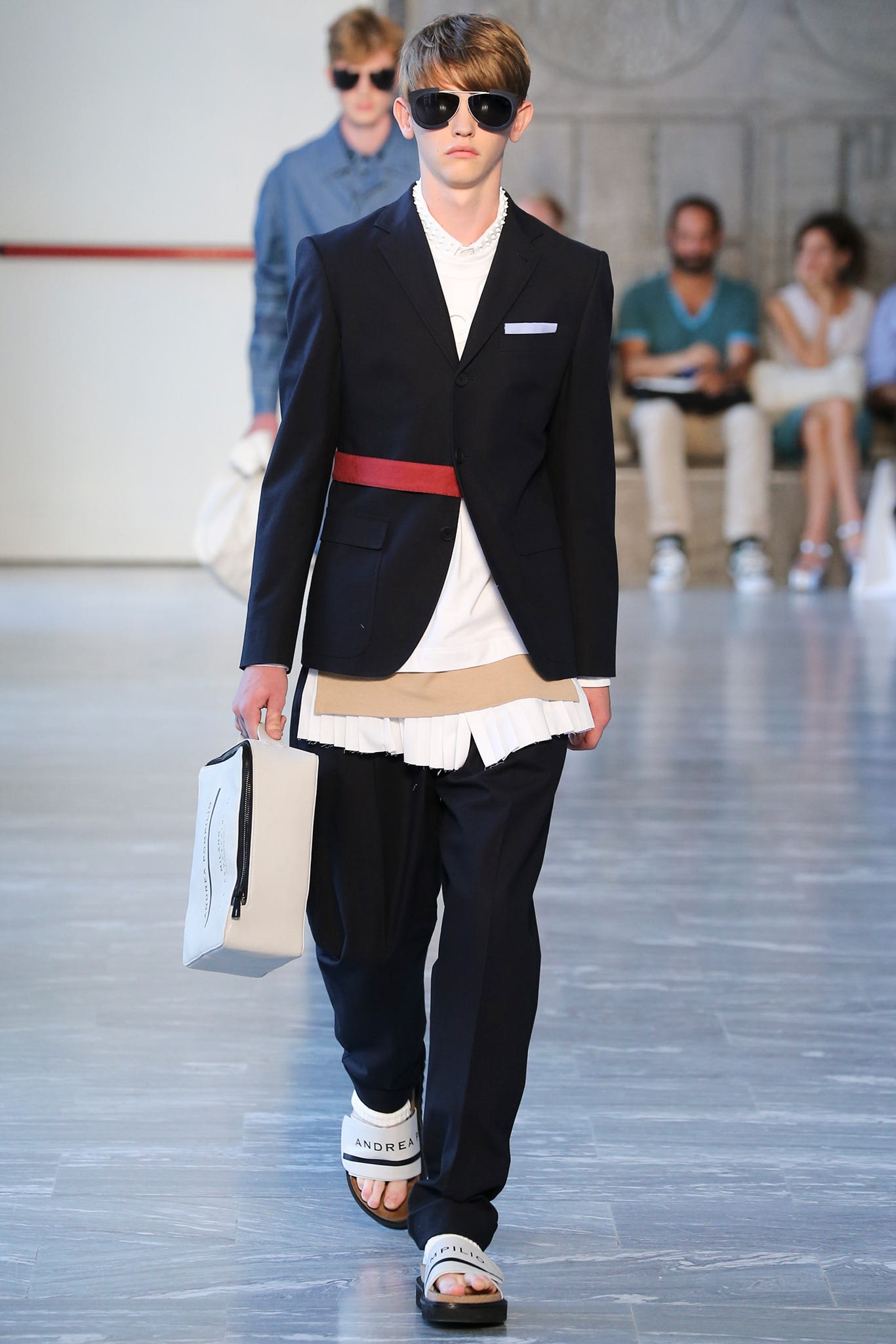 black tailored suit with white shirt