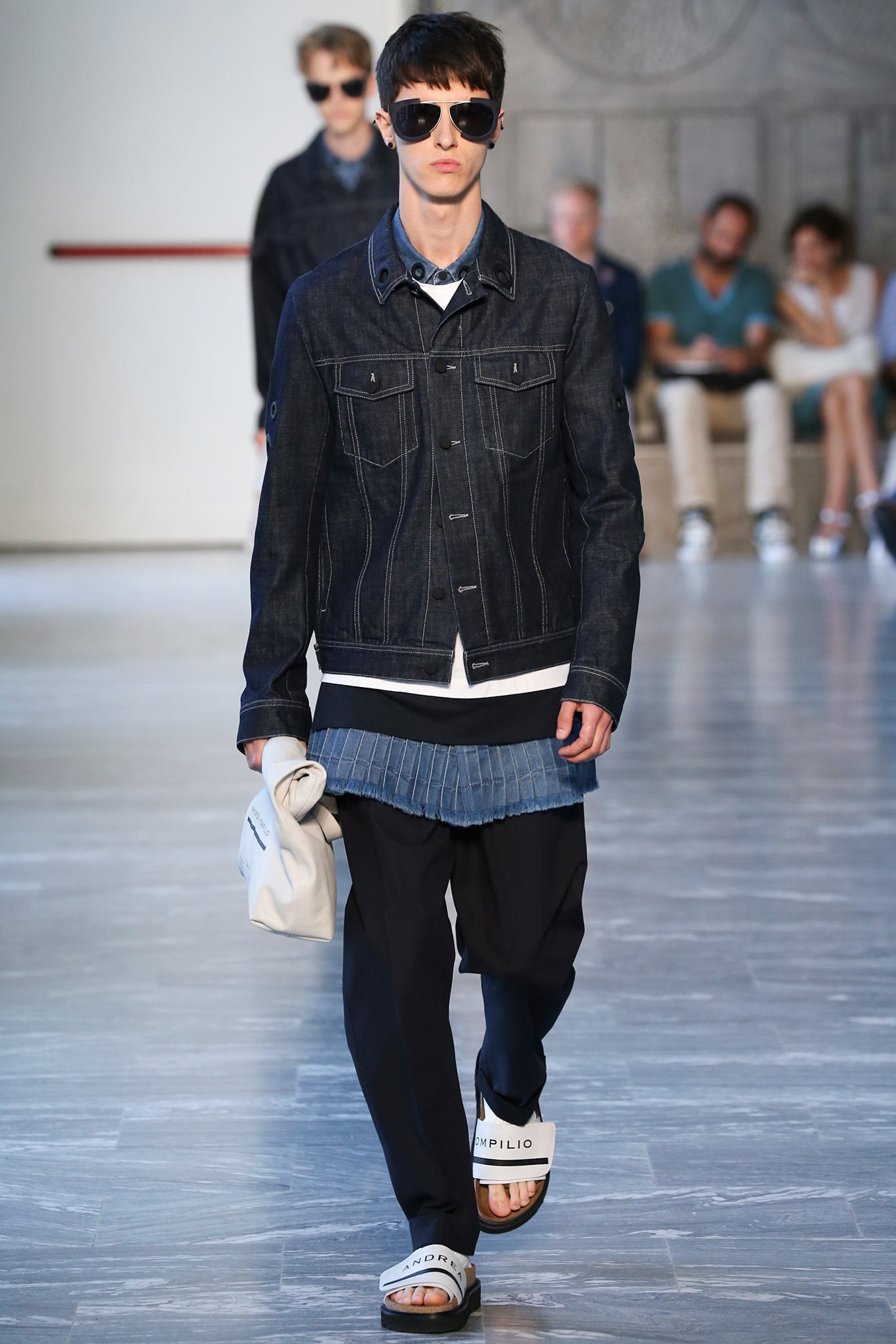 blue denim jacket with white shirt