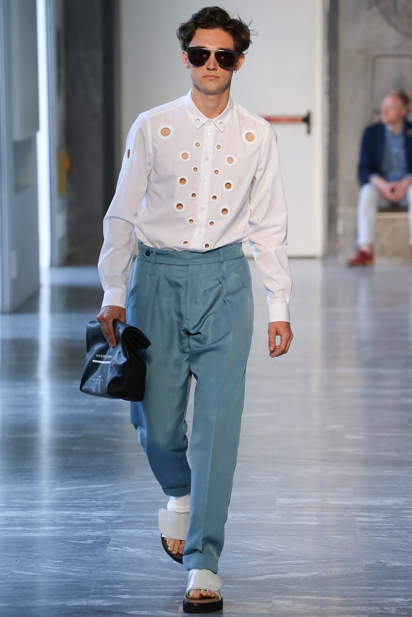 white cotton shirt with cutouts
