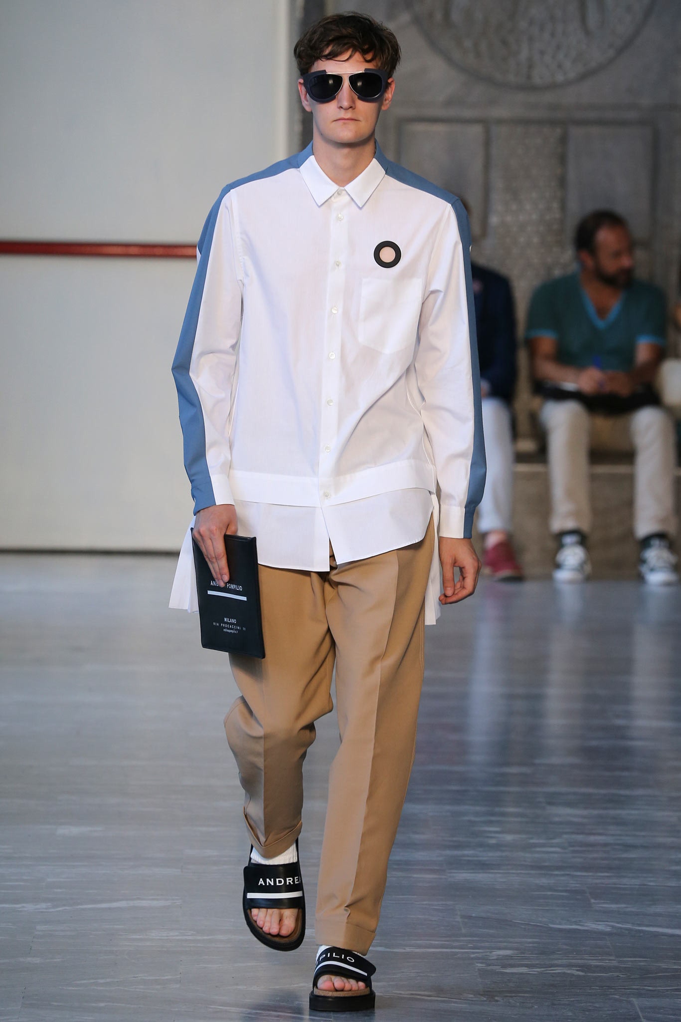 white cotton long-sleeve collared relaxed buttoned shirt