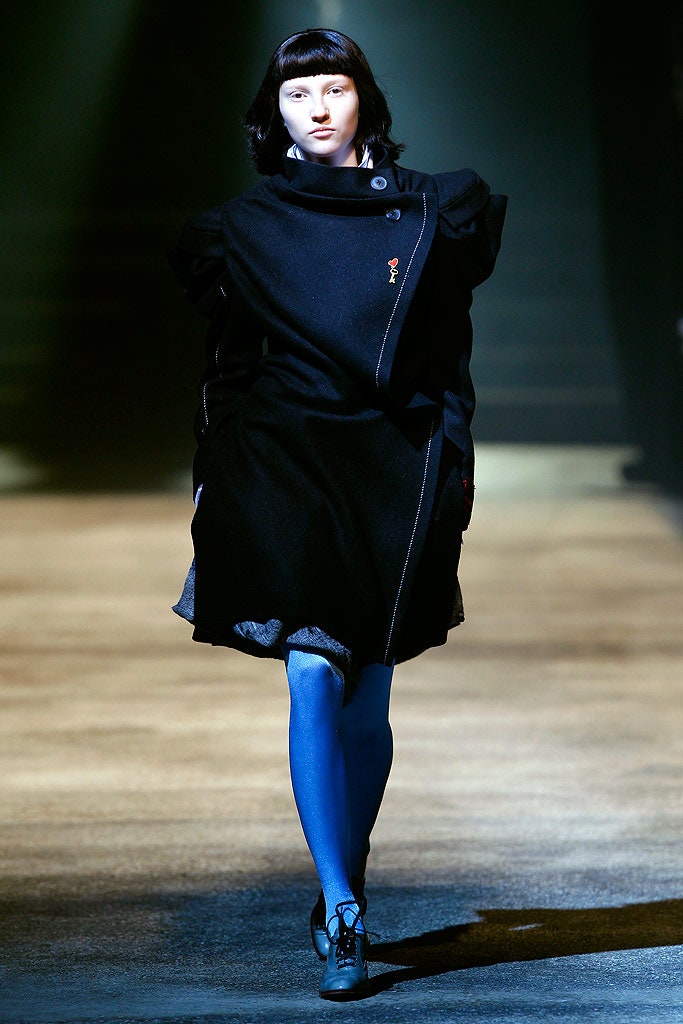 black wool coat with gray dress