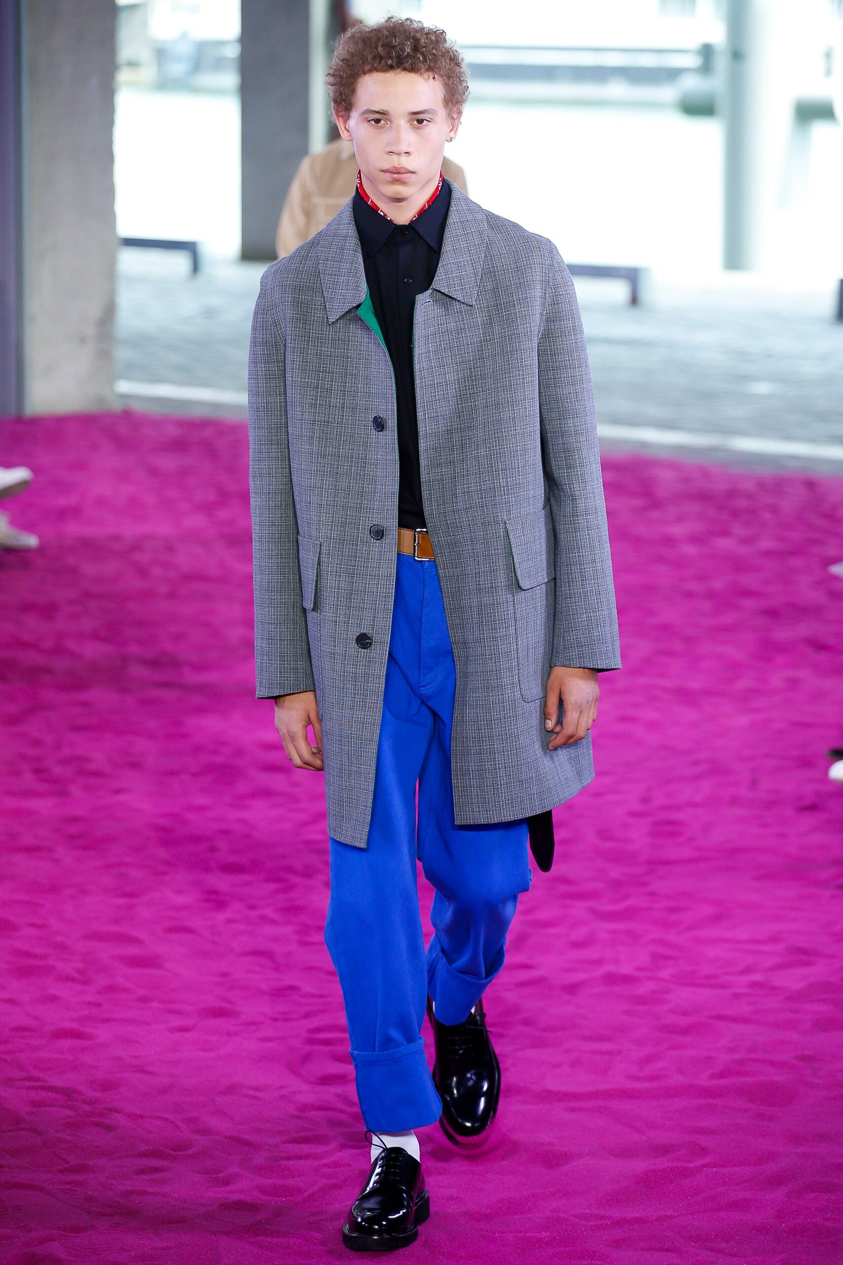 gray wool coat with black shirt