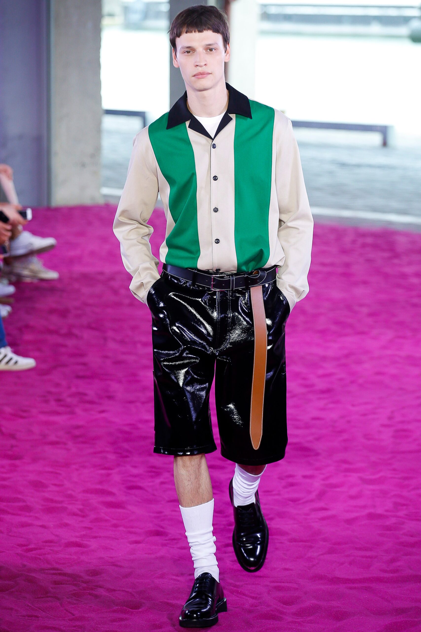 color-blocked relaxed shirt and shorts